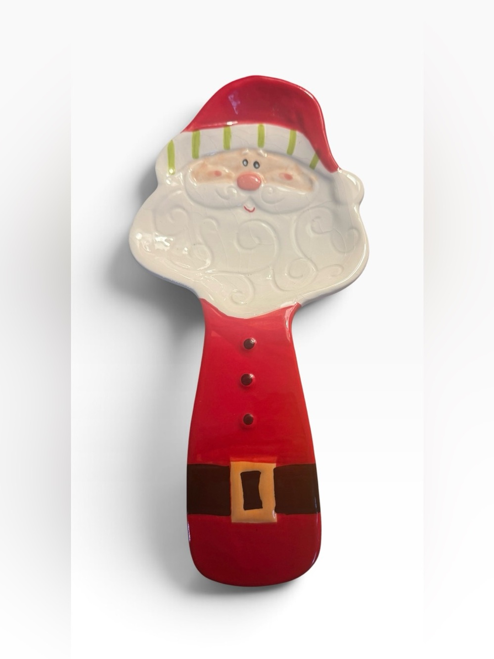 Boston Warehouse Santa Claus Ceramic Spoon Rest Christmas Kitchen Decor